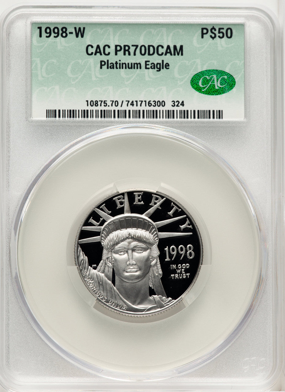 1998-W $50 Half-Ounce Platinum Eagle Blue Gradient CACG PR70