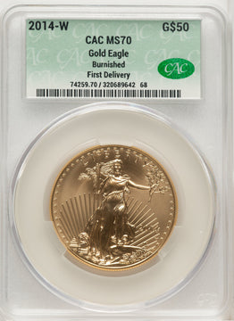 2014-W $50 One-Ounce Gold Eagle First Strike First Delivery CACG MS70
