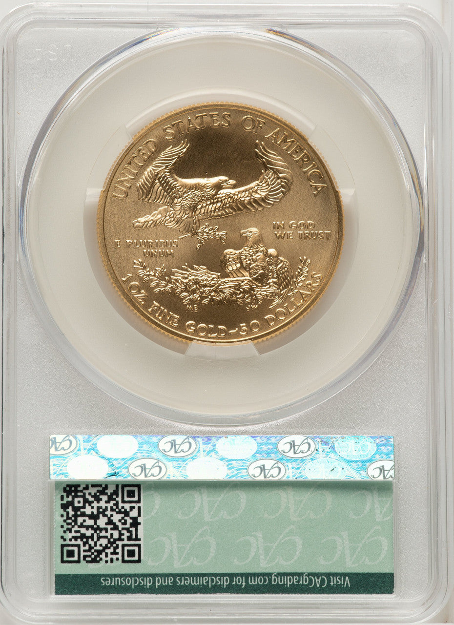 2012-W $50 One Ounce Gold Eagle Brown Label CACG SP70