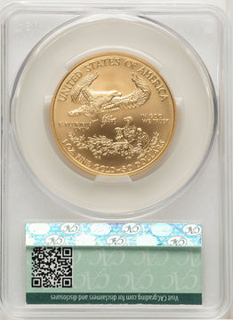 2008-W $50 One-Ounce Gold Eagle Burnished Gold Foil CACG SP70
