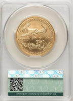2008-W $50 One-Ounce Gold Eagle Burnished Gold Foil CACG SP70