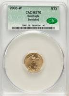 2008-W $5 Tenth-Ounce Gold Eagle Burnished Gold Foil CACG SP70