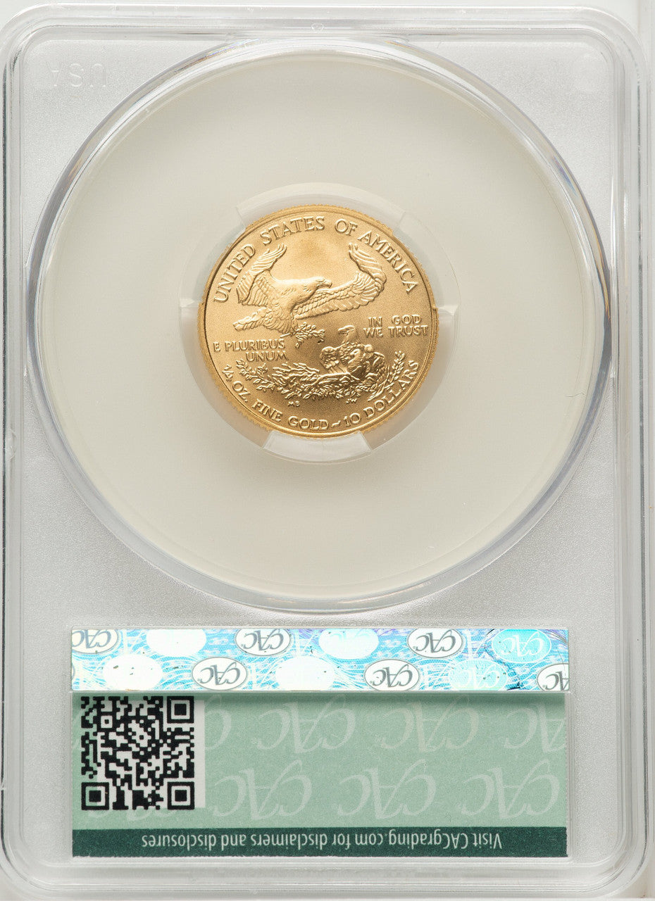 2008-W $10 Quarter-Ounce Gold Eagle Brown Label CACG MS70