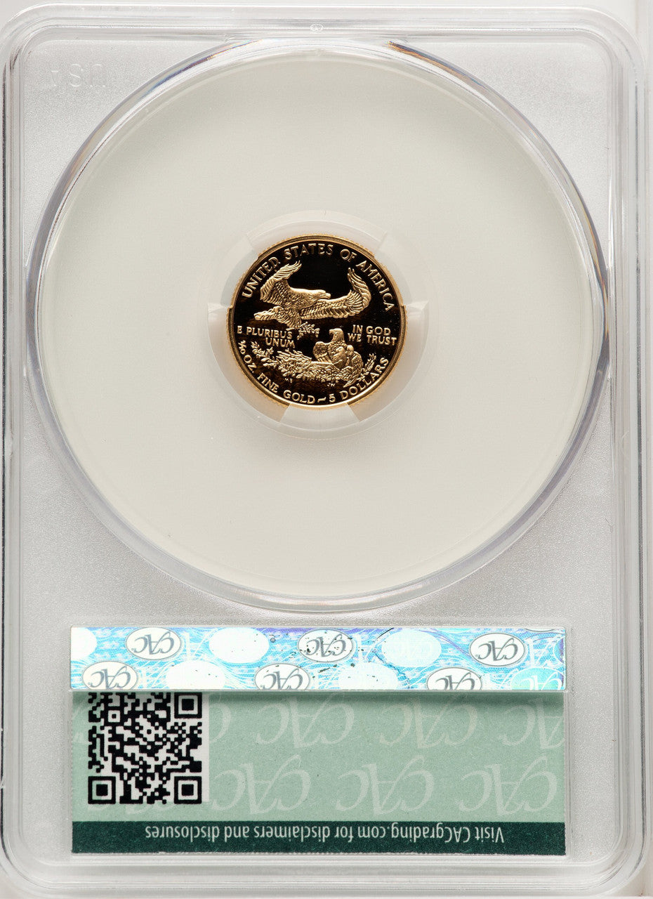 1993-P $5 Tenth-Ounce Gold Eagle Brown Label CACG PR70
