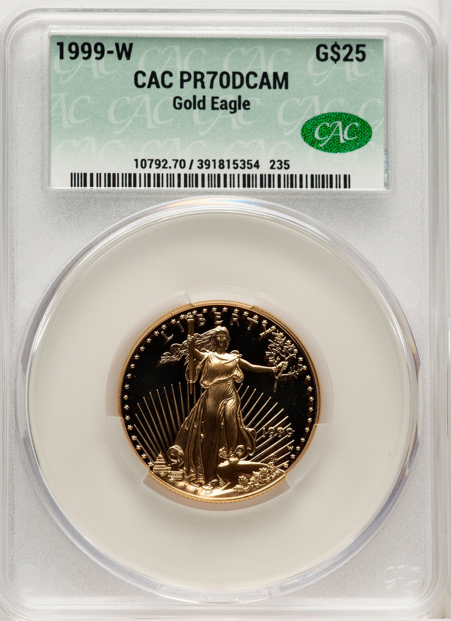 1999-W $25 Half-Ounce Gold Eagle Brown Label CACG PR70