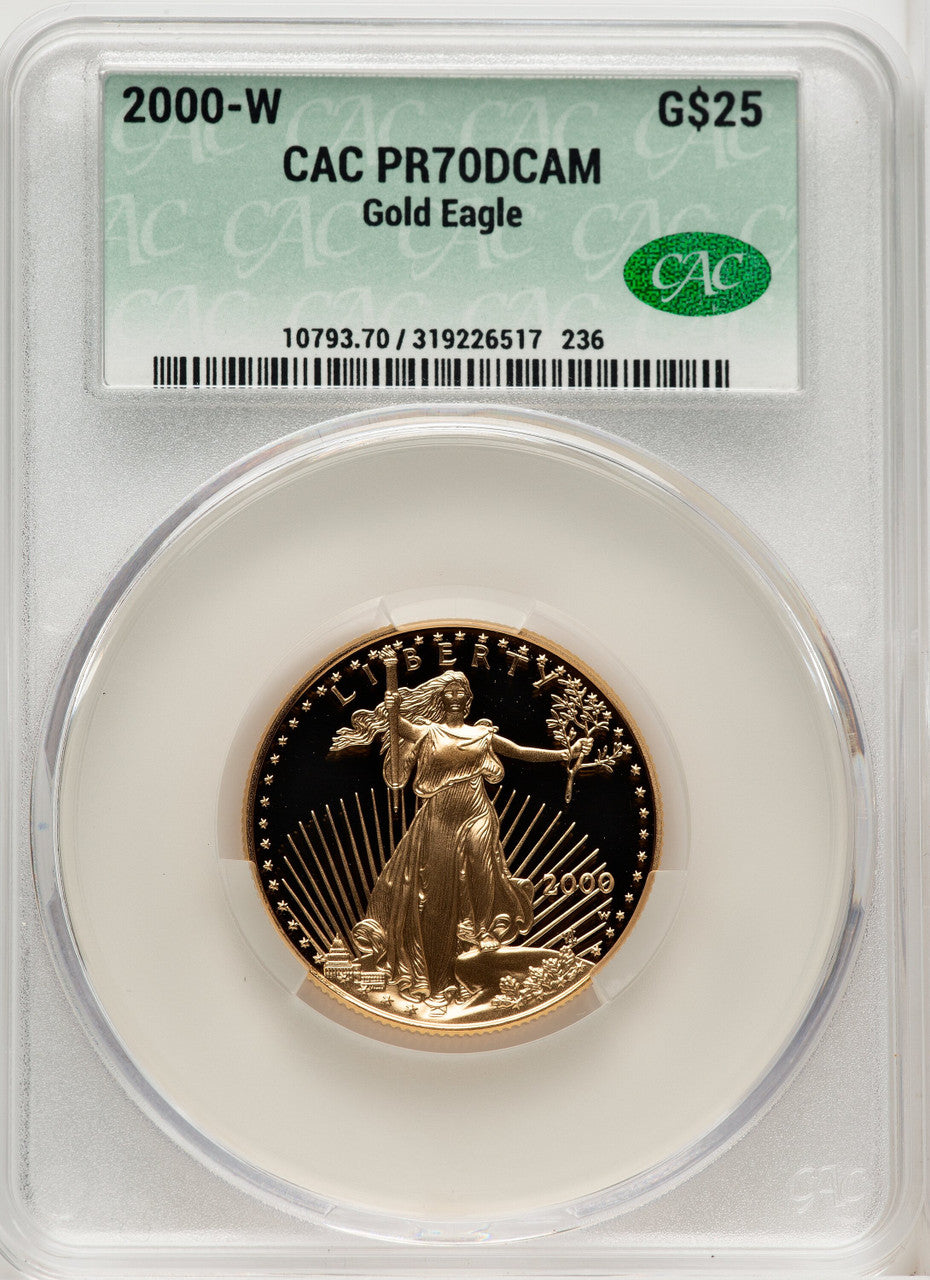2000-W $25 Half-Ounce Gold Eagle CACG PR70
