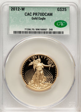 2012-W $25 Half-Ounce Gold Eagle Brown Label CACG PR70