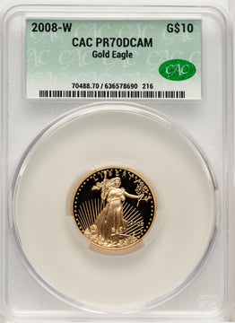 2008-W $10 Quarter-Ounce Gold Eagle CACG PR70