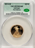 2014-W $10 Quarter-Ounce Gold Eagle First Strike CACG PR70