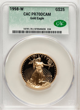 1998-W $25 Half-Ounce Gold Eagle CACG PR70