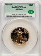 1992-P $25 Half-Ounce Gold Eagle CACG PR70