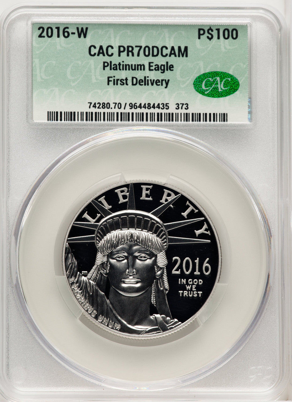 2016-W $100 One-Ounce Platinum Eagle First Strike First Delivery CACG PR70