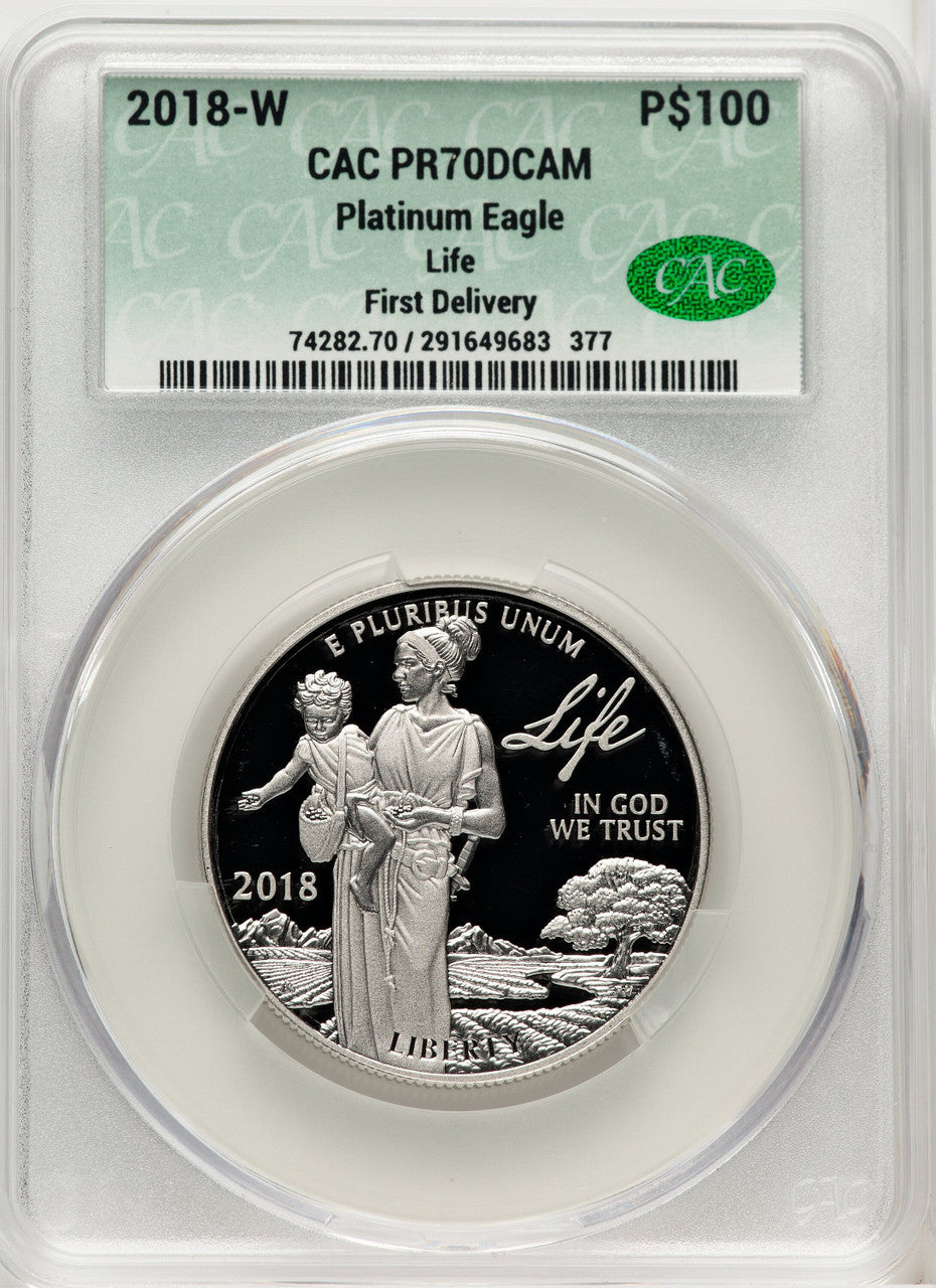 2018-W $100 One Ounce Platinum Eagle Life First Strike First Delivery CACG PR70