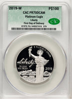 2019-W $100 One-Ounce Platinum Eagle Liberty First Day Of Delivery CACG PR70