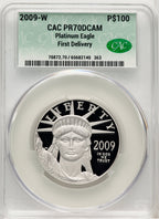 2009-W $100 One-Ounce Platinum Eagle First Strike First Day Of Delivery CACG PR70