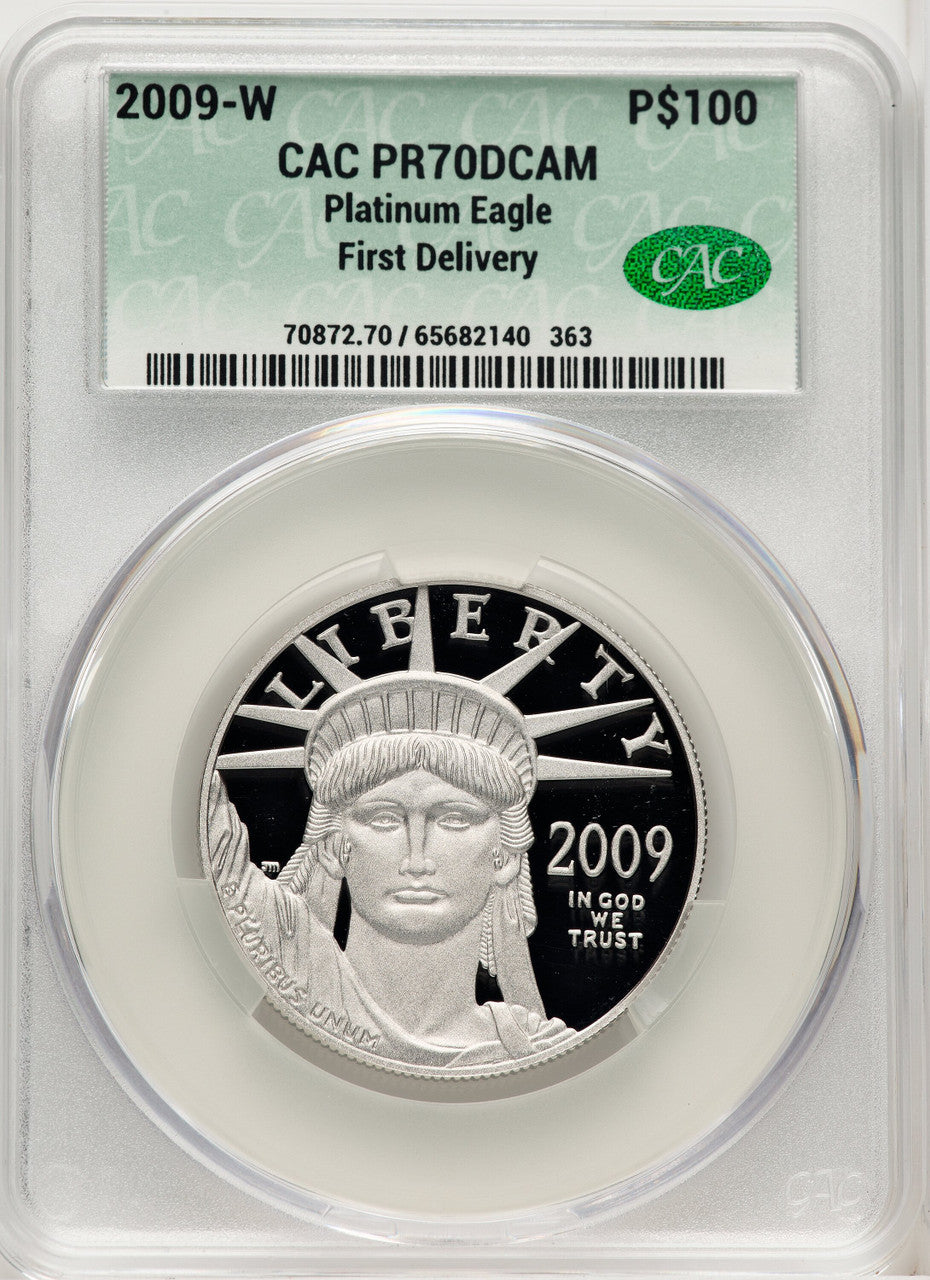 2009-W $100 One-Ounce Platinum Eagle First Strike First Day Of Delivery CACG PR70