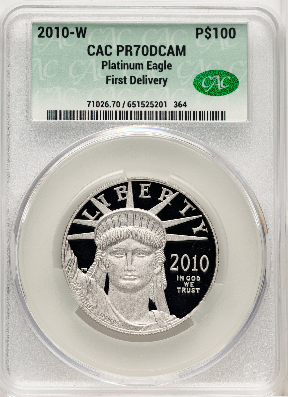 2010-W $100 One-Ounce Platinum Eagle First Strike First Day Of Delivery CACG PR70