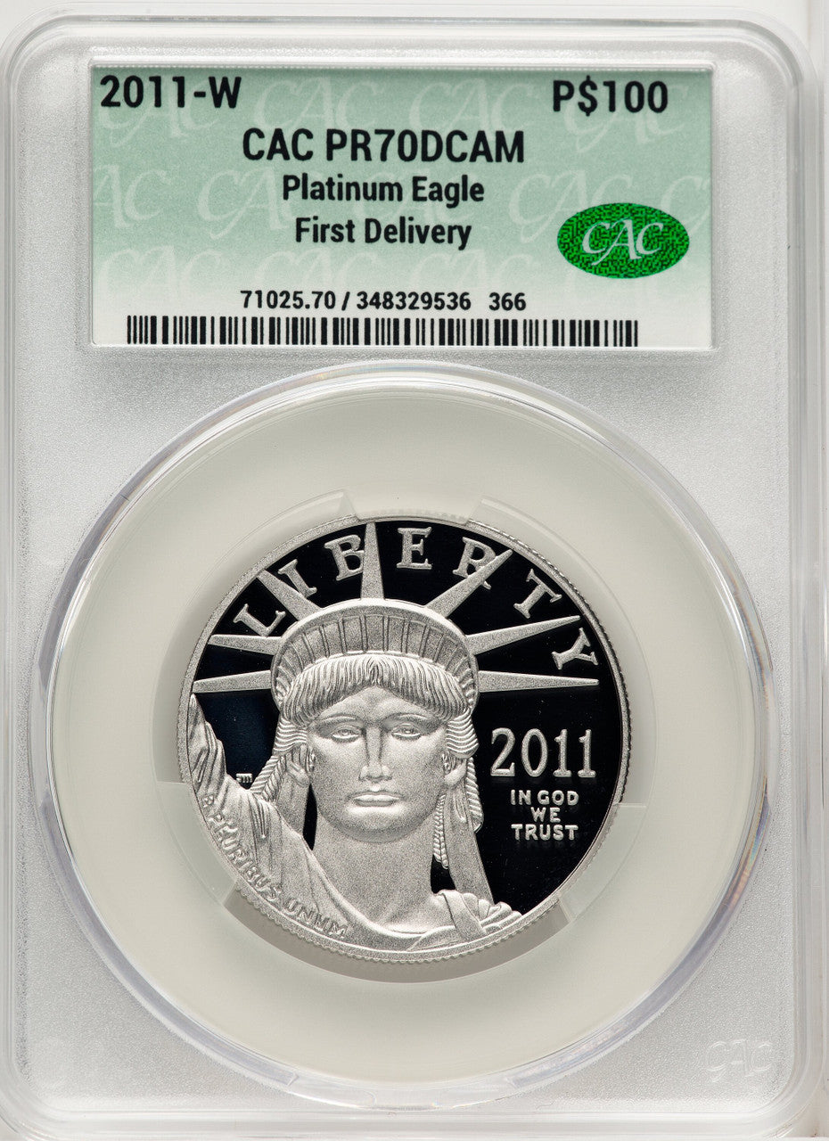 2011-W $100 One-Ounce Platinum Eagle First Strike First Delivery CACG PR70