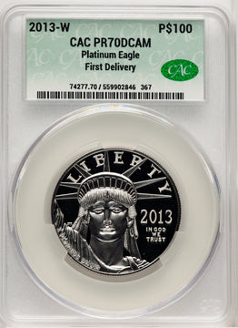 2013-W $100 One-Ounce Platinum Eagle First Day Of Delivery CACG PR70