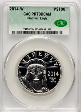 2014-W $100 One-Ounce Platinum Eagle Brown Label CACG PR70