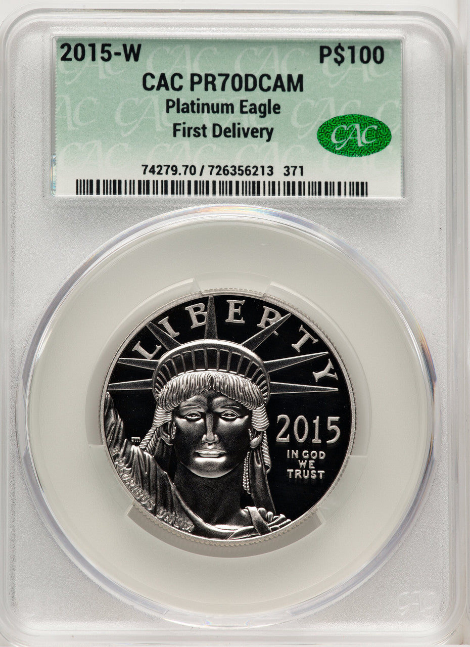 2015-W $100 One-Ounce Platinum Eagle First Strike First Day Of Delivery CACG PR70