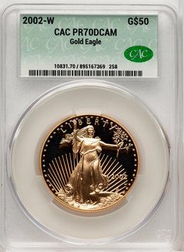 2002-W $50 One-Ounce Gold Eagle CACG PR70