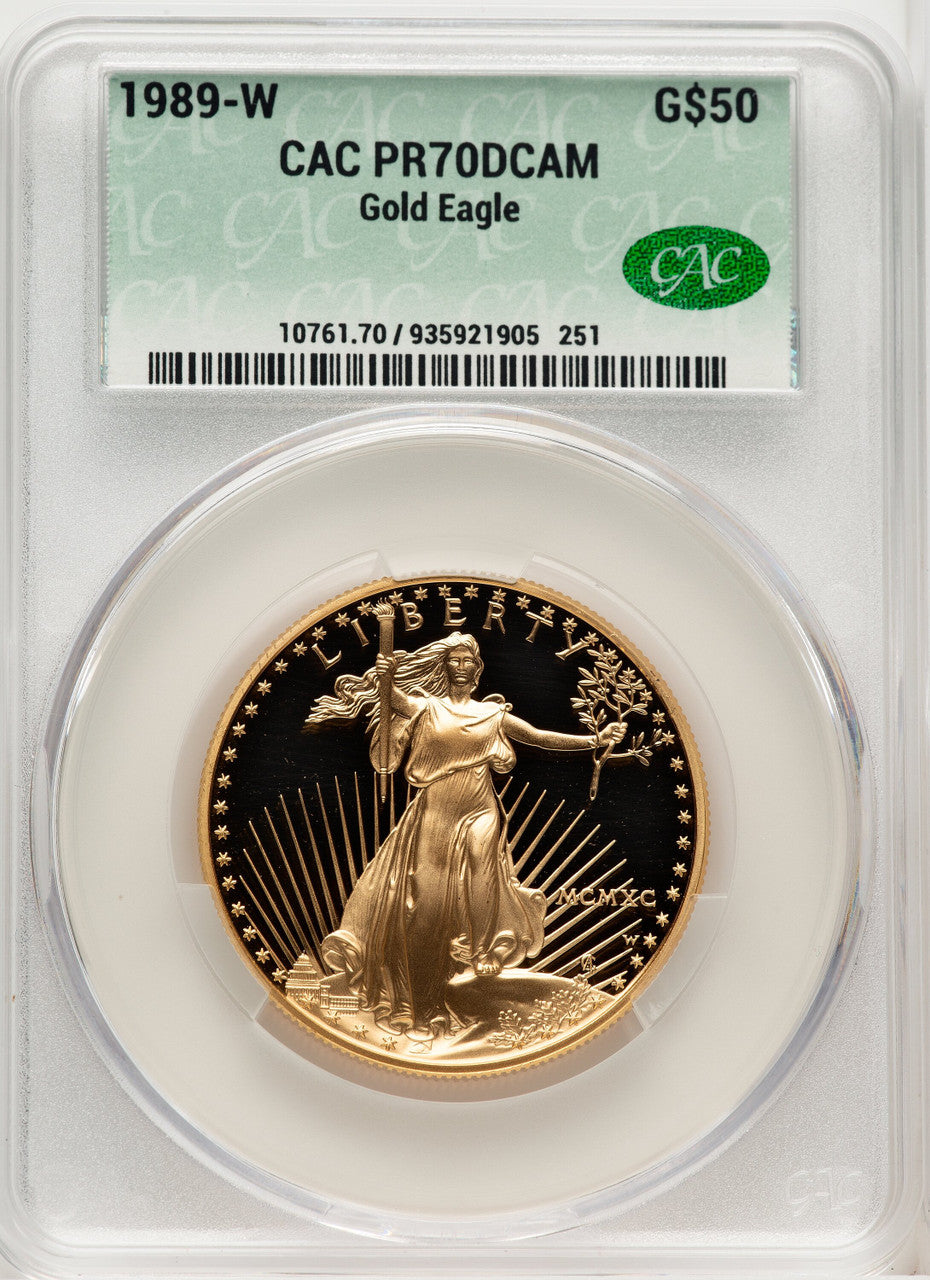 1989-W $50 One-Ounce Gold Eagle CACG PR70