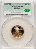 2007-W $10 Quarter-Ounce Gold Eagle CACG PR70