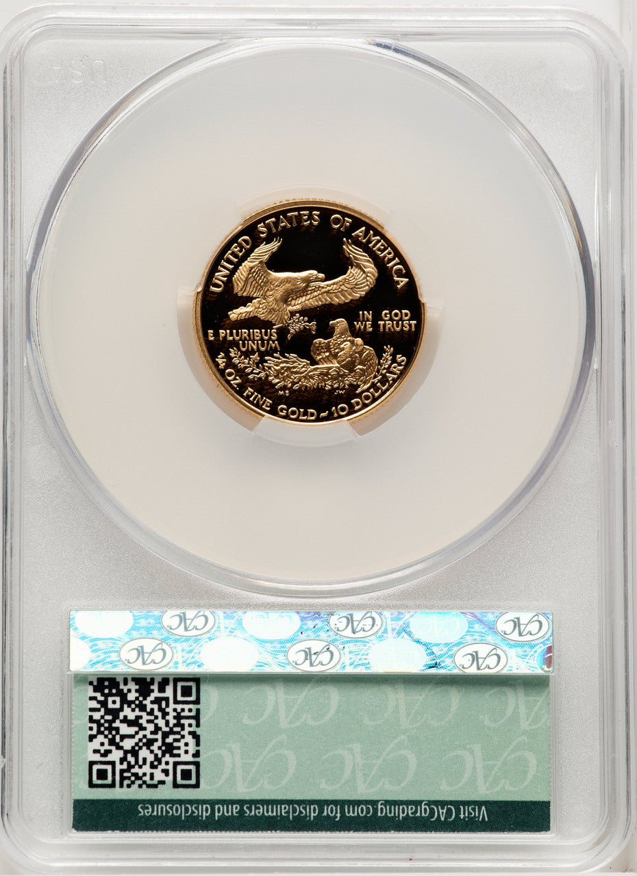 2001-W $10 Quarter-Ounce Gold Eagle Brown Label CACG PR70