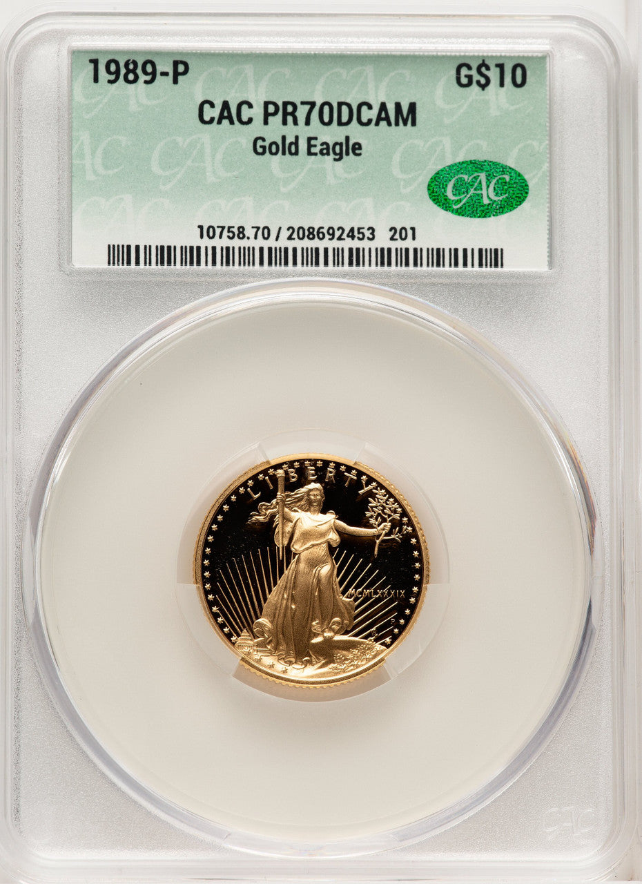 1989-P $10 Quarter-Ounce Gold Eagle CACG PR70