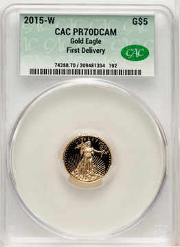 2015-W $5 Tenth-Ounce Gold Eagle First Strike First Delivery CACG PR70