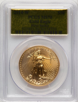 2014-W $50 One-Ounce Gold Eagle First Strike FS Gold Foil PCGS MS70