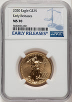 2020 $25 Half-Ounce Gold Eagle First Strike ER Blue NGC MS70 (774956014)