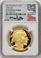 2012-W $50 One-Ounce Gold Buffalo Mike Castle NGC PF70