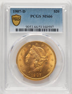 1907-D $20 Liberty Double Eagle PCGS MS66 (773706005)