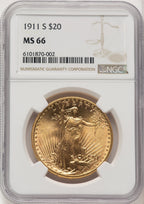 1911-S $20 Saint-Gaudens Double Eagle NGC MS66
