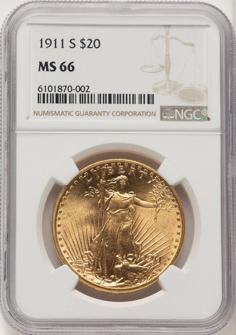 1911-S $20 Saint-Gaudens Double Eagle NGC MS66