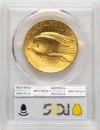 1907 $20 Flat Rim High Relief Double Eagle PCGS MS65+