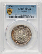 1936 50C Norfolk Commemorative Silver PCGS MS68 (773929006)