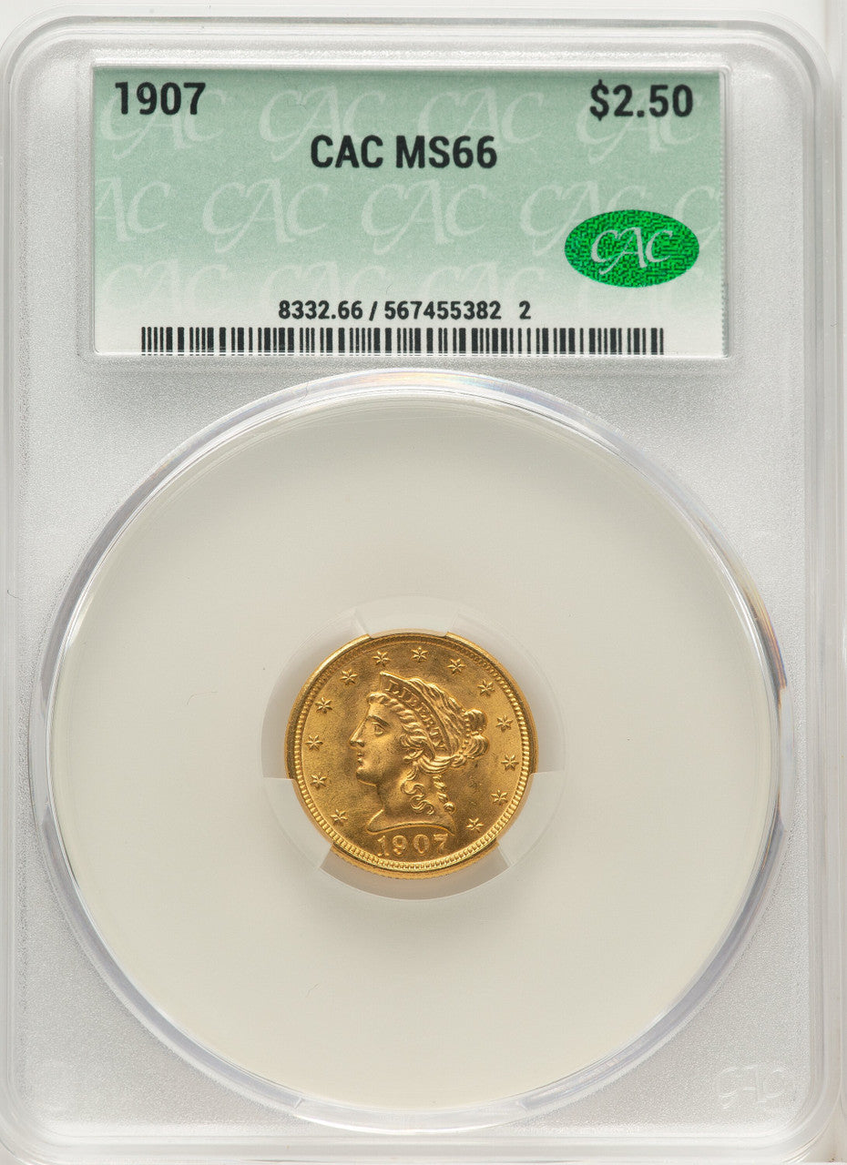 1907 $2.50 Liberty Quarter Eagle CACG MS66