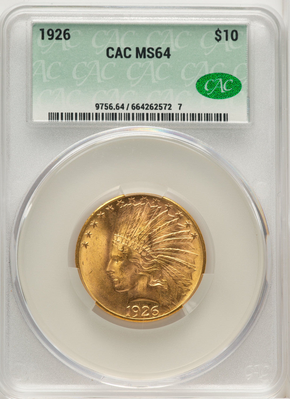 1926 $10 Indian Eagle CACG MS64