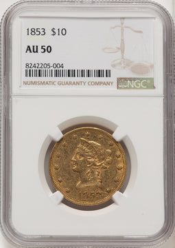 1853 $10 Liberty Eagle NGC AU50 (572325032)