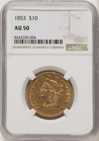 1853 $10 Liberty Eagle NGC AU50 (572325032)