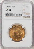 1910-D $10 Indian Eagle NGC MS64 (506912013)