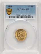 1850 $2.50 Liberty Quarter Eagle PCGS MS63