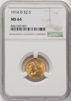 1914-D $2.50 Indian Quarter Eagle NGC MS64 (771365020)