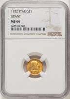 1922 G$1 Grant With Star Commemorative Gold NGC MS66 (772138093)