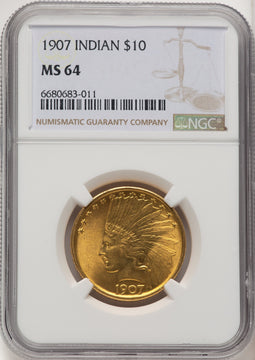 1907 $10 No Motto Indian Eagle NGC MS64 (774256014)