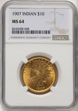 1907 $10 No Motto Indian Eagle NGC MS64 (772471002)