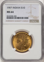 1907 $10 No Motto Indian Eagle NGC MS64 (772471002)